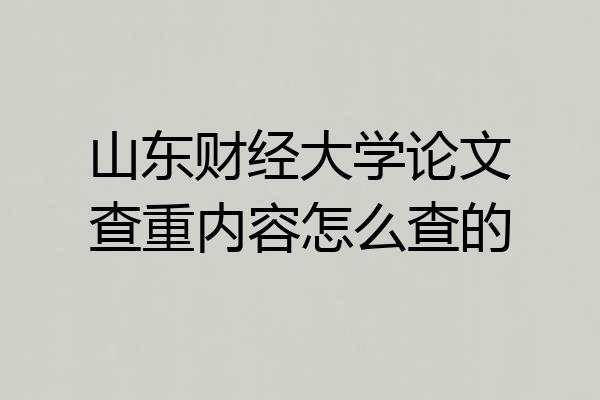 山东财经大学论文查重内容怎么查的