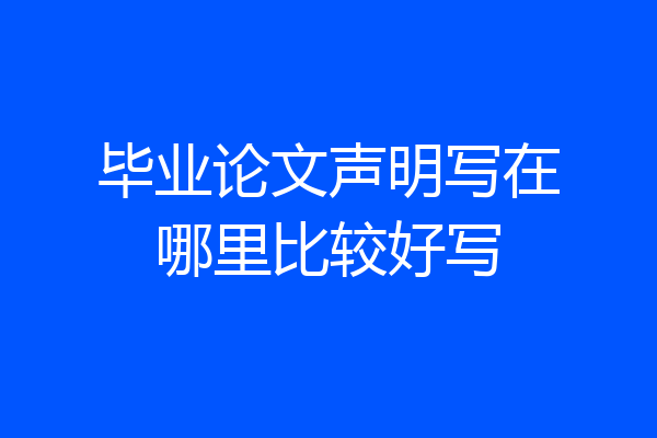 毕业论文声明写在哪里比较好写