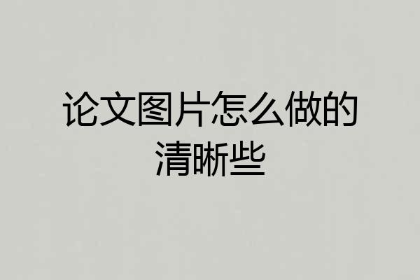 论文图片怎么做的清晰些