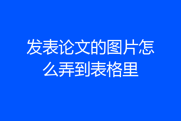 发表论文的图片怎么弄到表格里