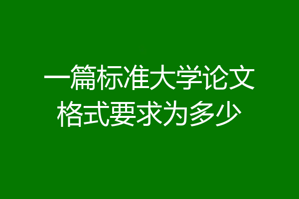 一篇标准大学论文格式要求为多少