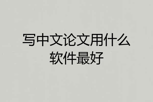 写中文论文用什么软件最好
