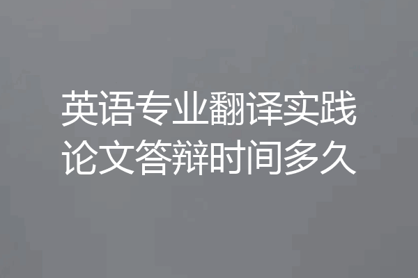 英语专业翻译实践论文答辩时间多久
