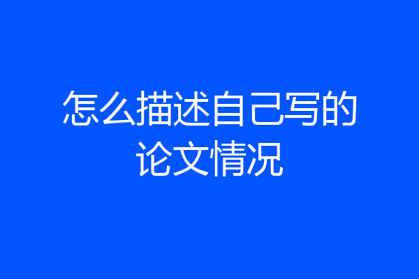 怎么描述自己写的论文情况