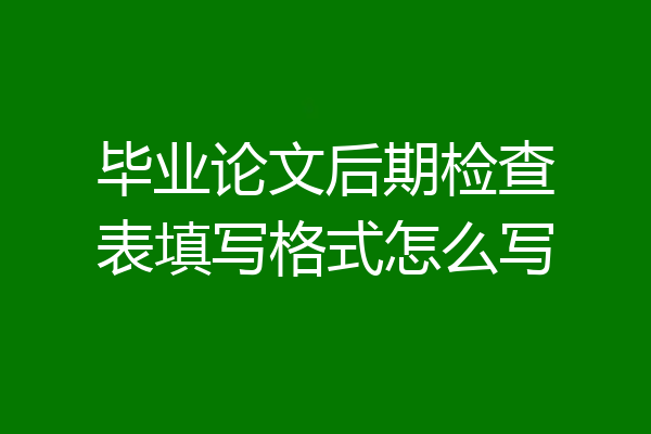 毕业论文后期检查表填写格式怎么写