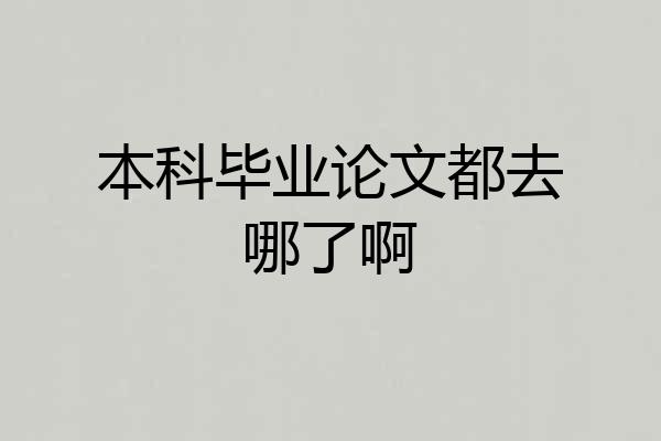 本科毕业论文都去哪了啊