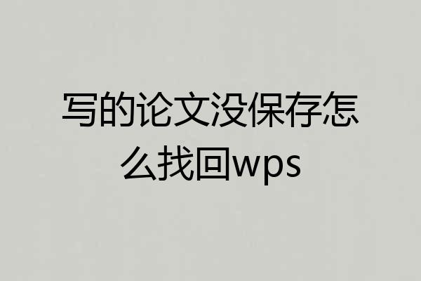 写的论文没保存怎么找回wps