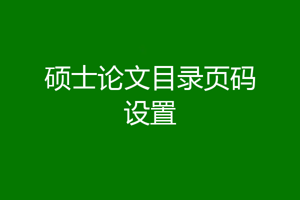 硕士论文目录页码设置