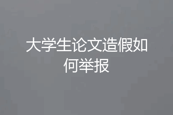 大学生论文造假如何举报