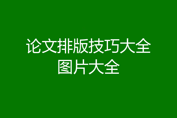 论文排版技巧大全图片大全