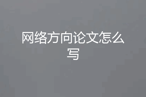 网络方向论文怎么写