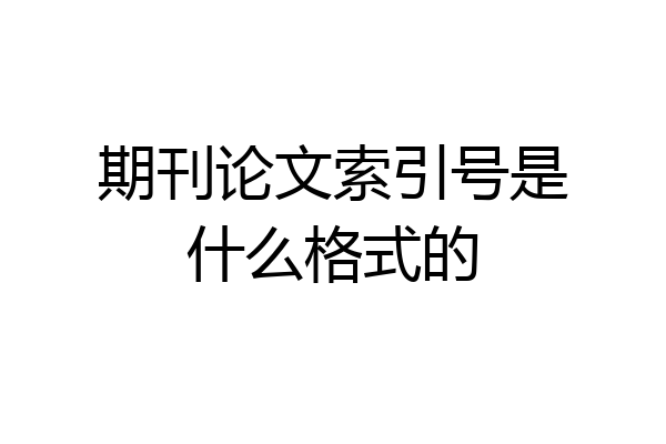 期刊论文索引号是什么格式的
