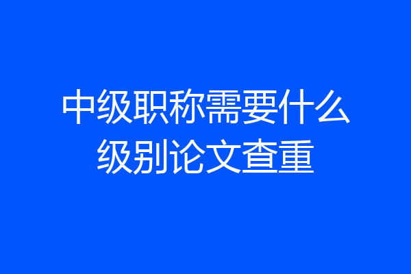 中级职称需要什么级别论文查重