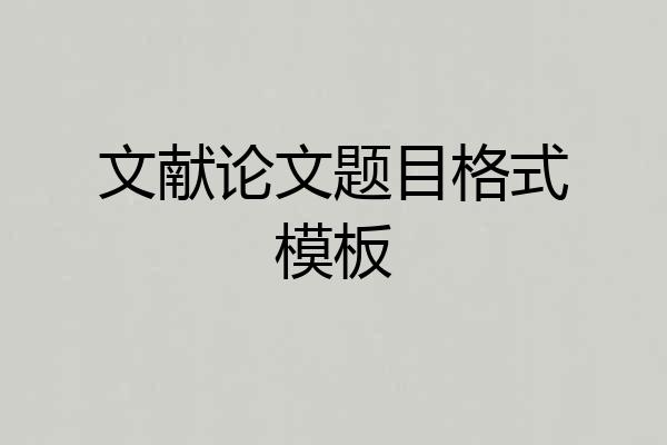 文献论文题目格式模板