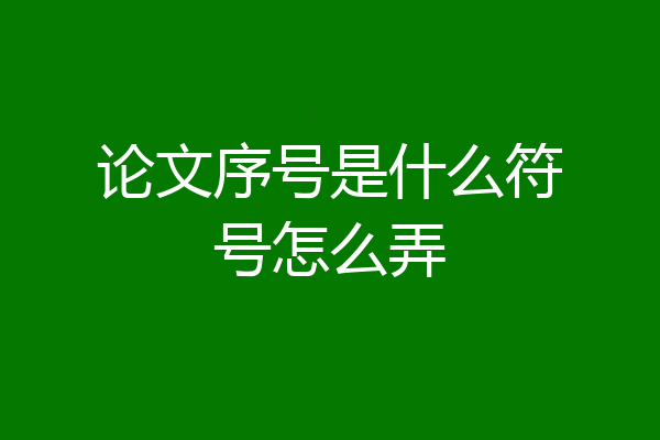 论文序号是什么符号怎么弄