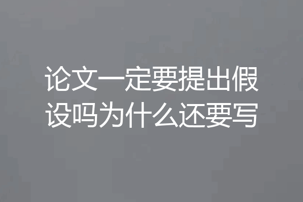 论文一定要提出假设吗为什么还要写