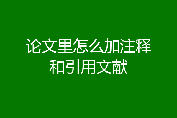 论文里怎么加注释和引用文献