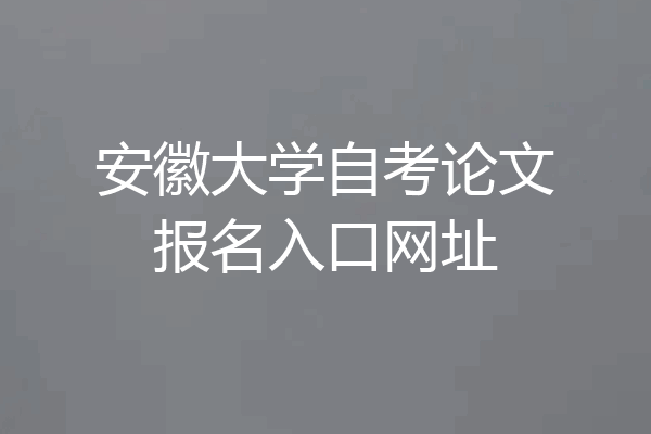安徽大学自考论文报名入口网址