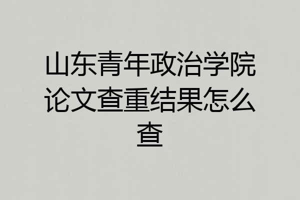 山东青年政治学院论文查重结果怎么查
