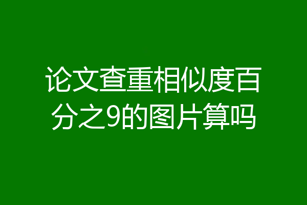 论文查重相似度百分之9的图片算吗