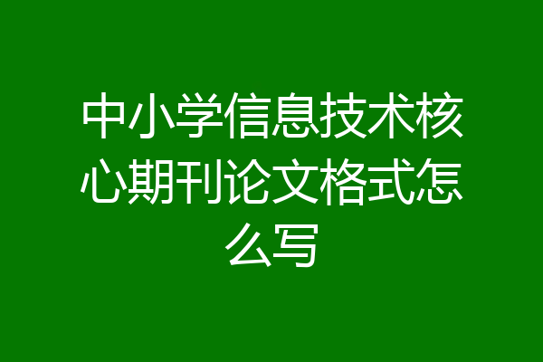 中小学信息技术核心期刊论文格式怎么写