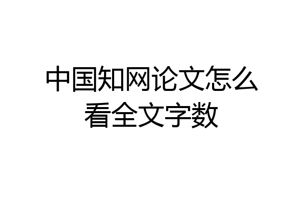 中国知网论文怎么看全文字数