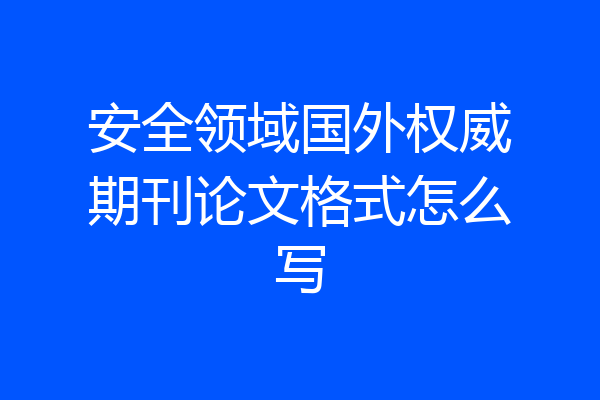 安全领域国外权威期刊论文格式怎么写