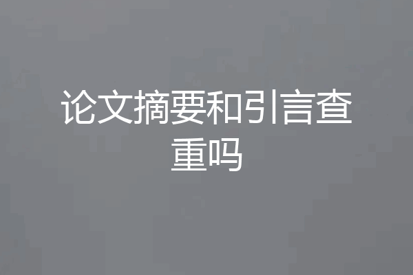 论文摘要和引言查重吗