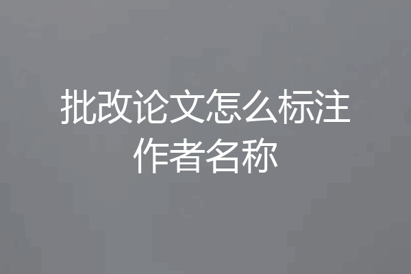 批改论文怎么标注作者名称