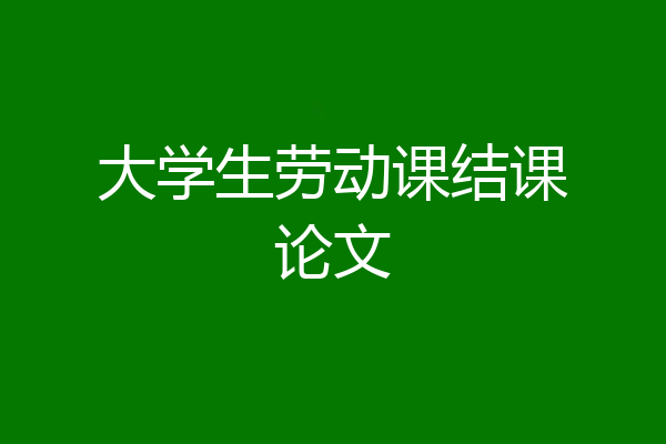 大学生劳动课结课论文