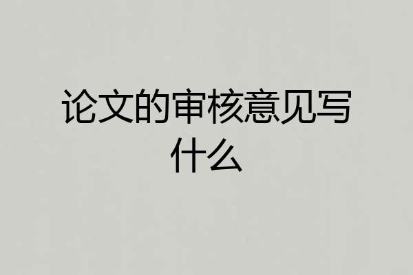 论文的审核意见写什么