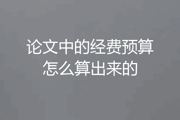 论文中的经费预算怎么算出来的