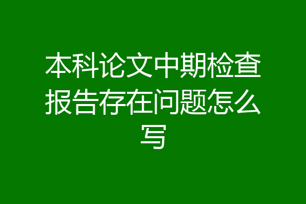 本科论文中期检查报告存在问题怎么写