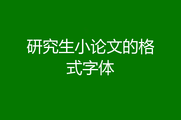 研究生小论文的格式字体
