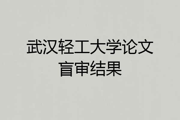 武汉轻工大学论文盲审结果