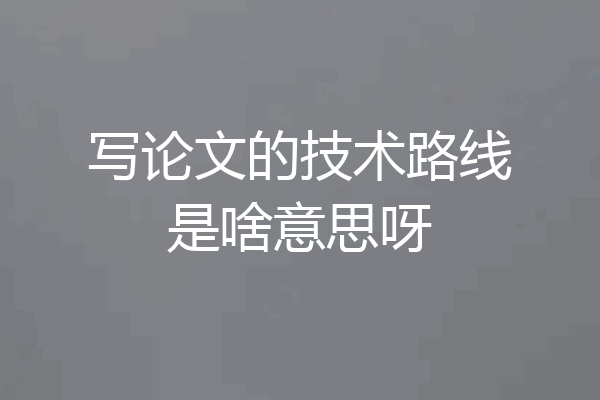 写论文的技术路线是啥意思呀