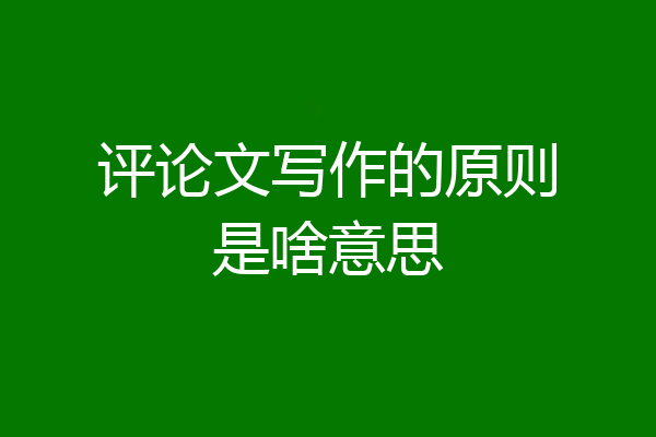 评论文写作的原则是啥意思