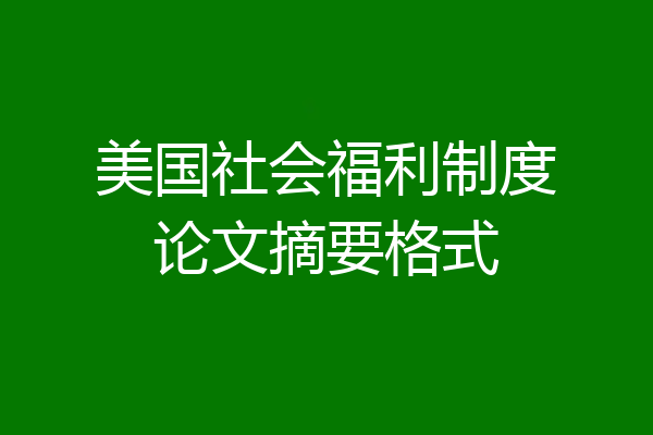 美国社会福利制度论文摘要格式
