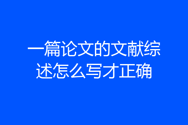 一篇论文的文献综述怎么写才正确
