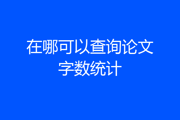 在哪可以查询论文字数统计