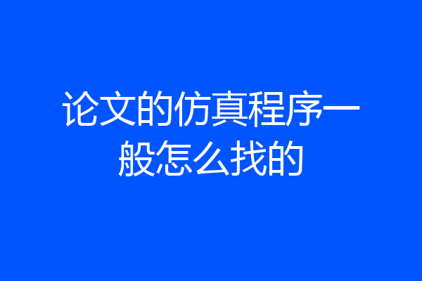 论文的仿真程序一般怎么找的