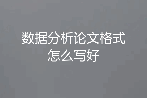 数据分析论文格式怎么写好