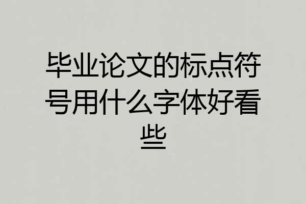 毕业论文的标点符号用什么字体好看些