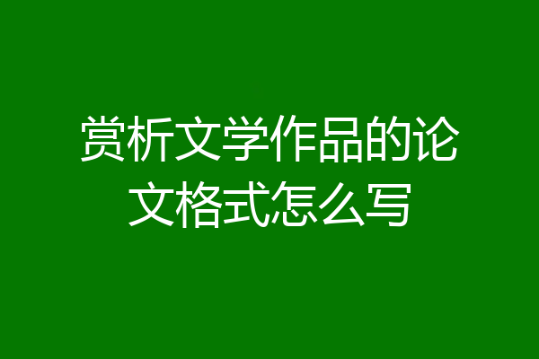 赏析文学作品的论文格式怎么写