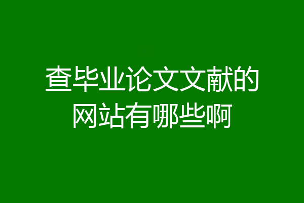 查毕业论文文献的网站有哪些啊