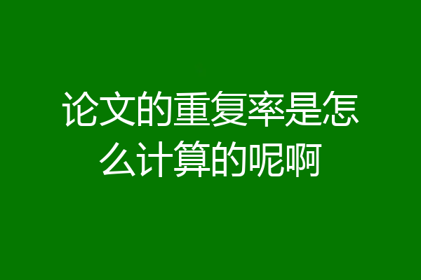 论文的重复率是怎么计算的呢啊