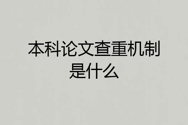 本科论文查重机制是什么