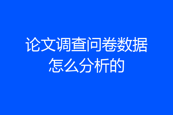 论文调查问卷数据怎么分析的