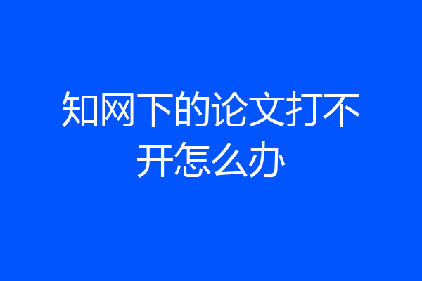 知网下的论文打不开怎么办