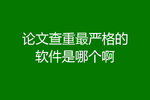 论文查重最严格的软件是哪个啊